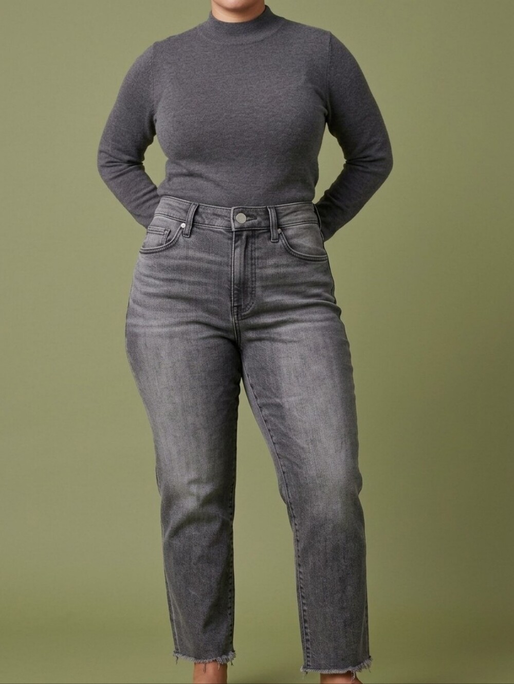 Joe's Jeans High-Rise Cropped Straight Leg Stretch Denim Gray Wash, Size 31